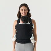 Nest Blanche Cotton Baby Carrier for Newborns to Toddlers ,Cozy Wrap Carrier with Lumbar Support, Soft Black Fabric, 7-35lbs Adjustable Fit